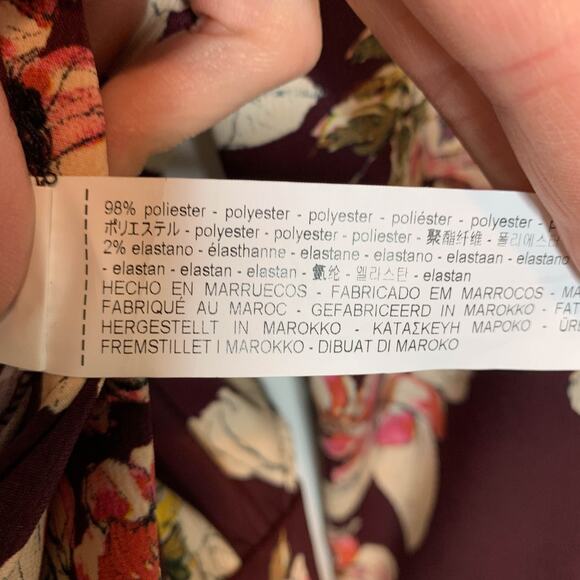 ZARA floral jumpsuit long sleeve faux wrap pockets straight leg boho 70s 2408 - Picture 7 of 12